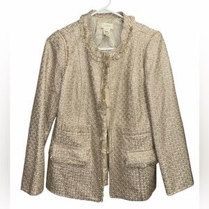 J. Crew Elegant Tweed Blazer - Cream, metallic